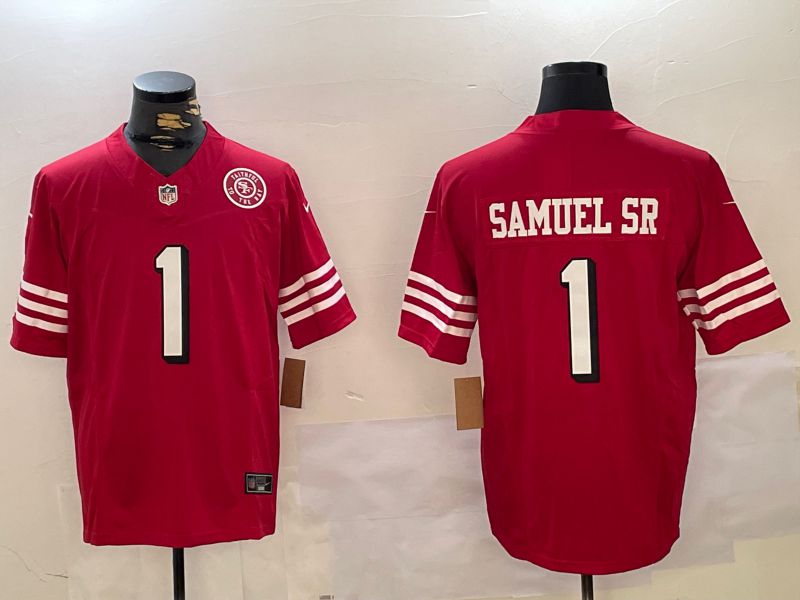 Men San Francisco 49ers #1 Samuel sr Red Three generations 2024 Nike Vapor Limited NFL Jersey style 6